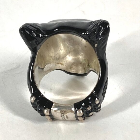 GUCCI Anger Forest Wolf Head Accessories Ring Black/Silver - Picture 4 of 13